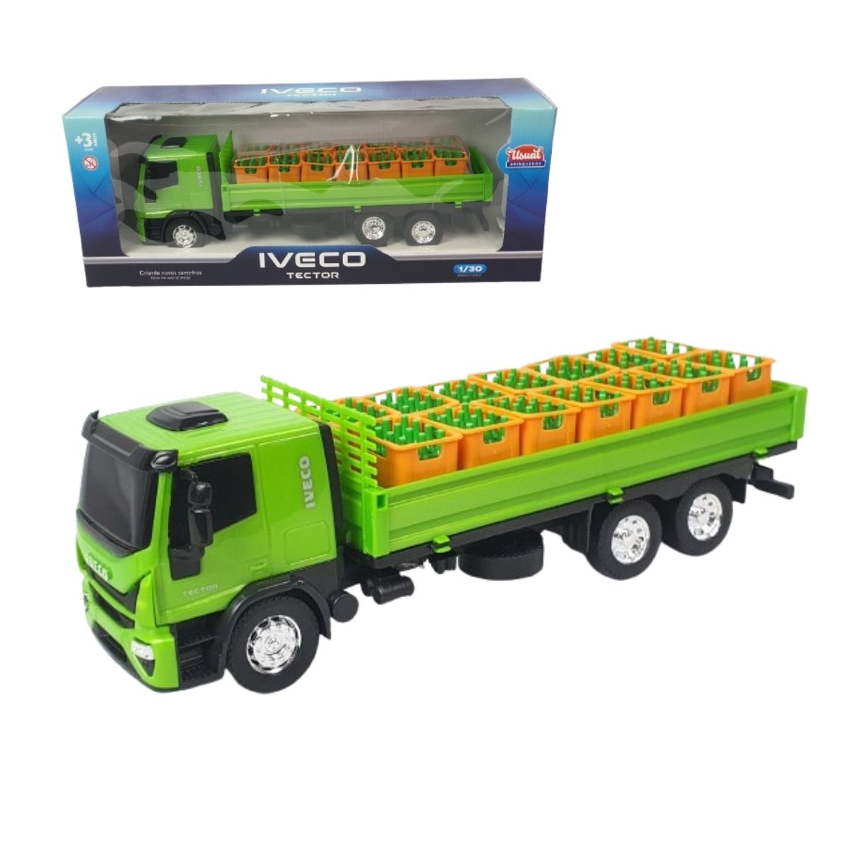 Brinquedo Caminhão De Bebidas Iveco Dropside Verde - Usual Brinquedo Caminhão De Bebidas Iveco Dropside Verde - Usual
